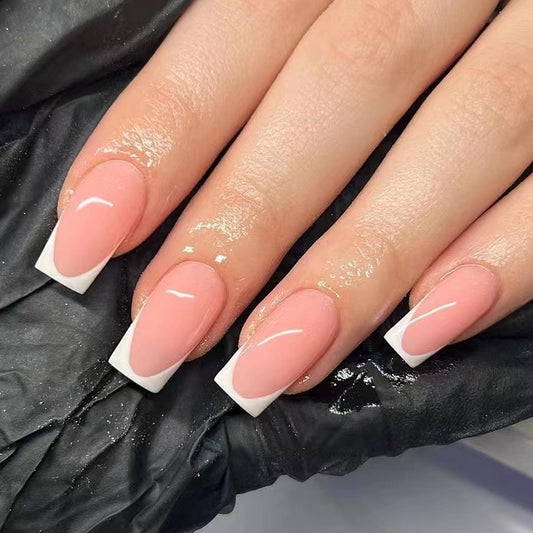 French blanc et rose tendance ongle en gel autocollant