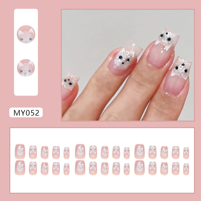 30 pièces de faux ongles chat mignon