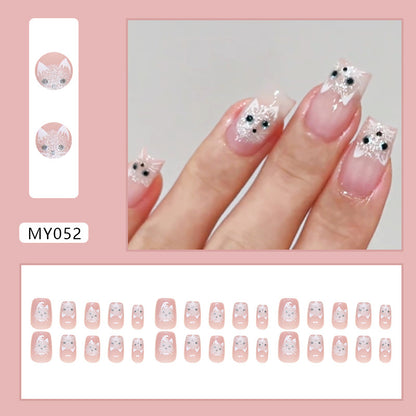 30 pièces de faux ongles chat mignon