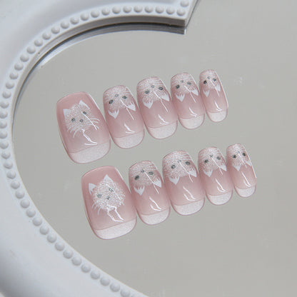 30 pièces de faux ongles chat mignon