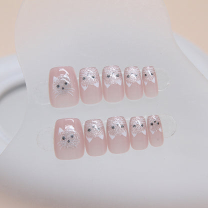 30 pièces de faux ongles chat mignon