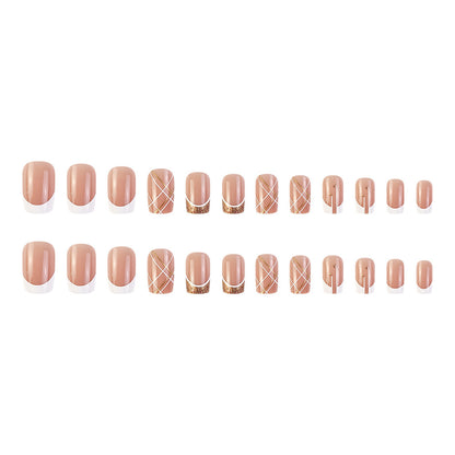 Faux-ongle-carre-court-french-blanc-rose-douce-chic-ongles-gel-press-on-nail-24-pieces