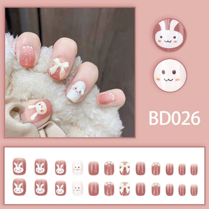 Faux Ongles À Coller Mignon lapin nœud