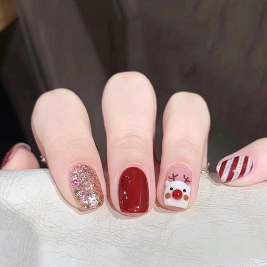 Chic ongle de Noël rouge thème