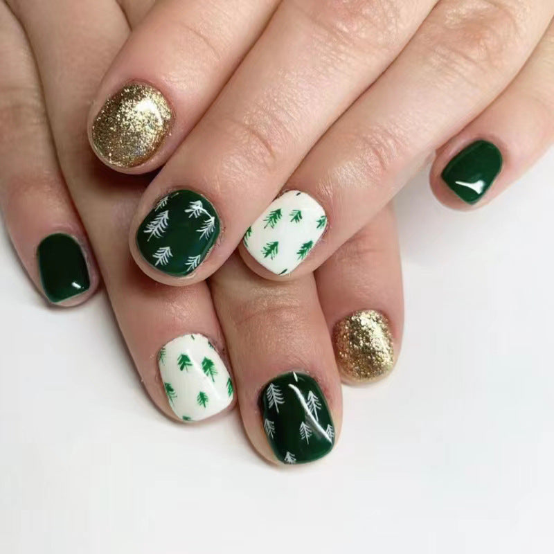 Courts brillants pour arbre de Noël vert faux ongle