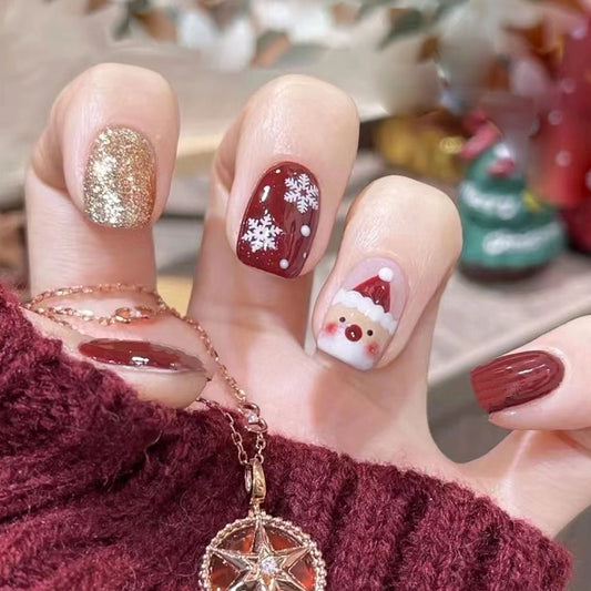 Press on nails de Noël avec flocon de neige en vente