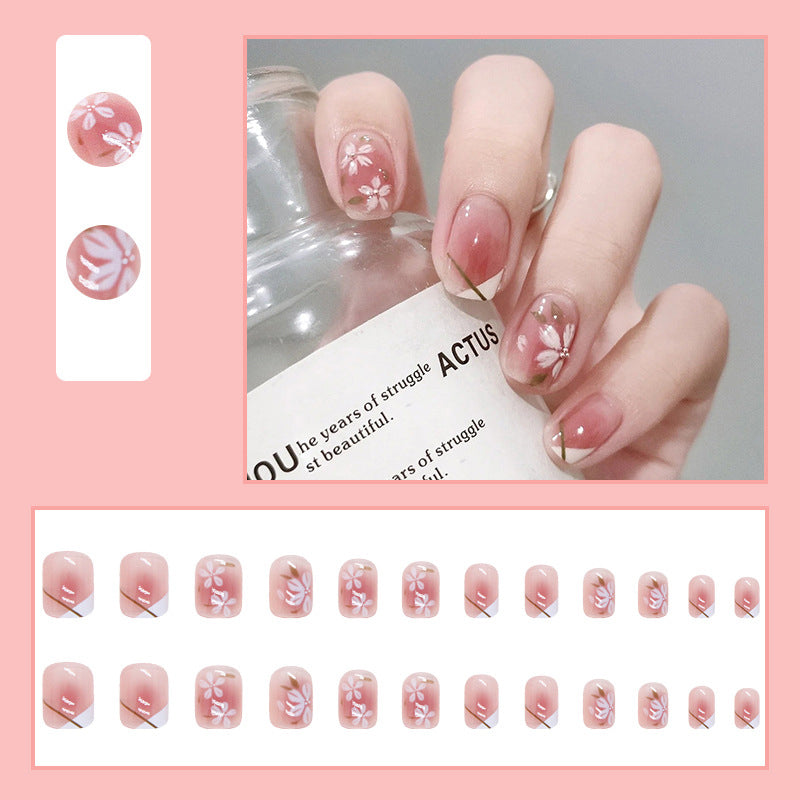 Faux-ongles-rose-fleur-moderne-carre-court-decor-chic-press-on-nail-a-la-maison_3