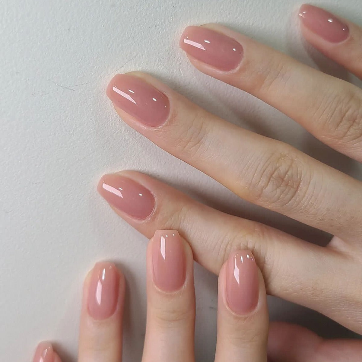 Nudeo™ Court simple naturel nude couleur press on nail