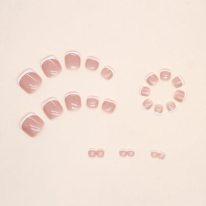 Faux ongles pieds french rose et blanc