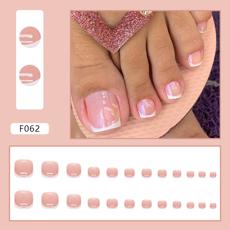 Faux ongles pieds french rose et blanc