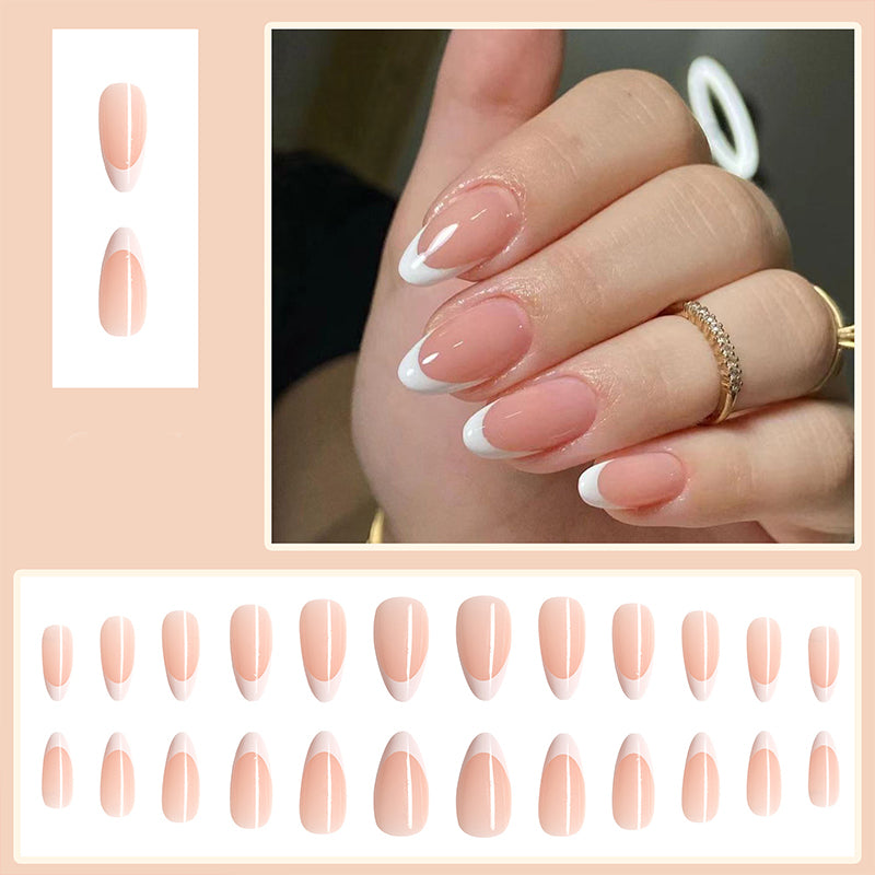 Faux ongles en gel french amande court