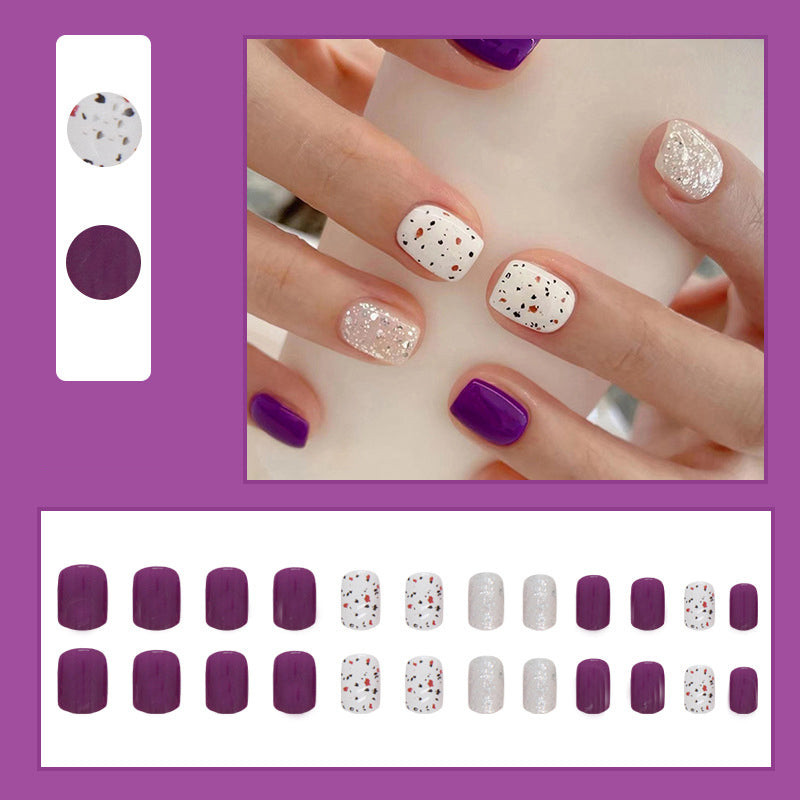 faux-ongles-blanc-violet-brillant-paillettes-ongle-gel-24-kit-manucure