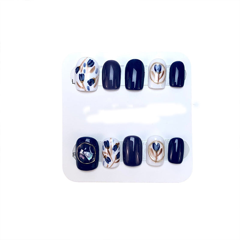 faux-ongles-bleu-fleur-mignon-naturele-moderne-court-ronde-decor-fait-a-la-main-ongles-en-gel-manucure