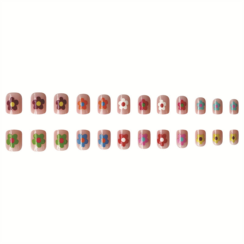 faux-ongles-colore-fleur-transparent-base-24-pieces-manucure-ete-tendance-rouge-bleu-vert_3