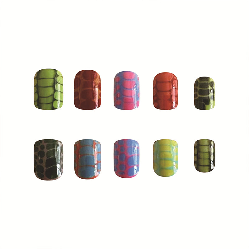 faux-ongles-colore-motif-python-24-pieces-moderne-manucure-ongle-gel_2