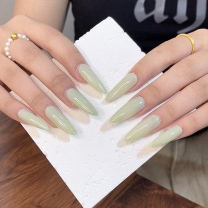 faux-ongles-gris-vert-elegance-pointu-audacieuses-long-stiletto-ongles-en-gel-fait-main