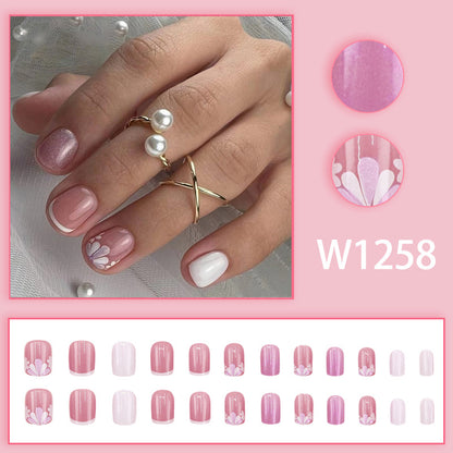 Faux ongles rose et blanc