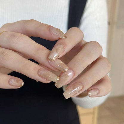 Faux ongle halo esthétique élégante et simple